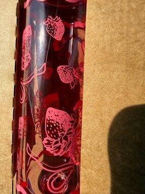 Source Unknown Pink Strawberry Print Glass champagne, flutes set of 2